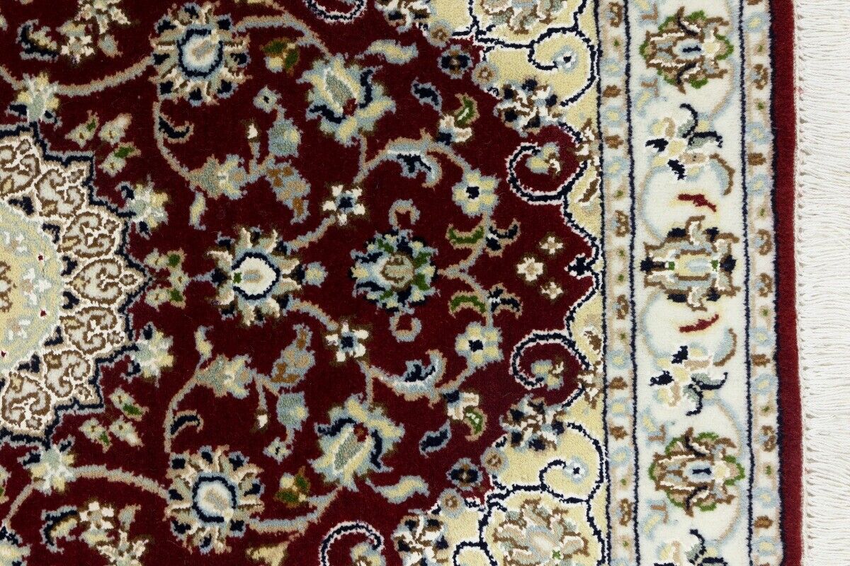 Small Hand-Knotted Red Floral Indo-Nain Oriental
