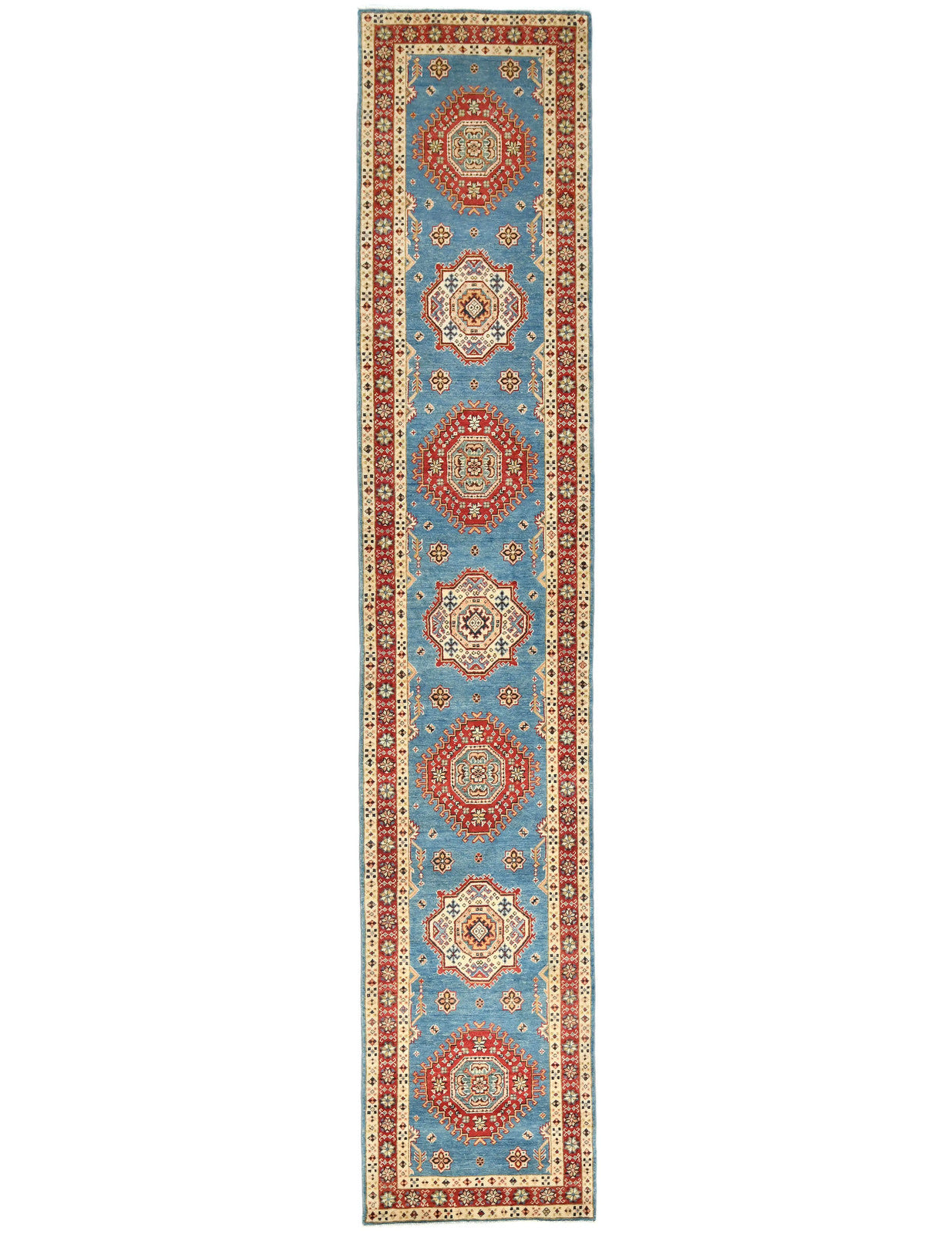 Tribal Geometric Kazak Runner Rug Farmhouse Boho