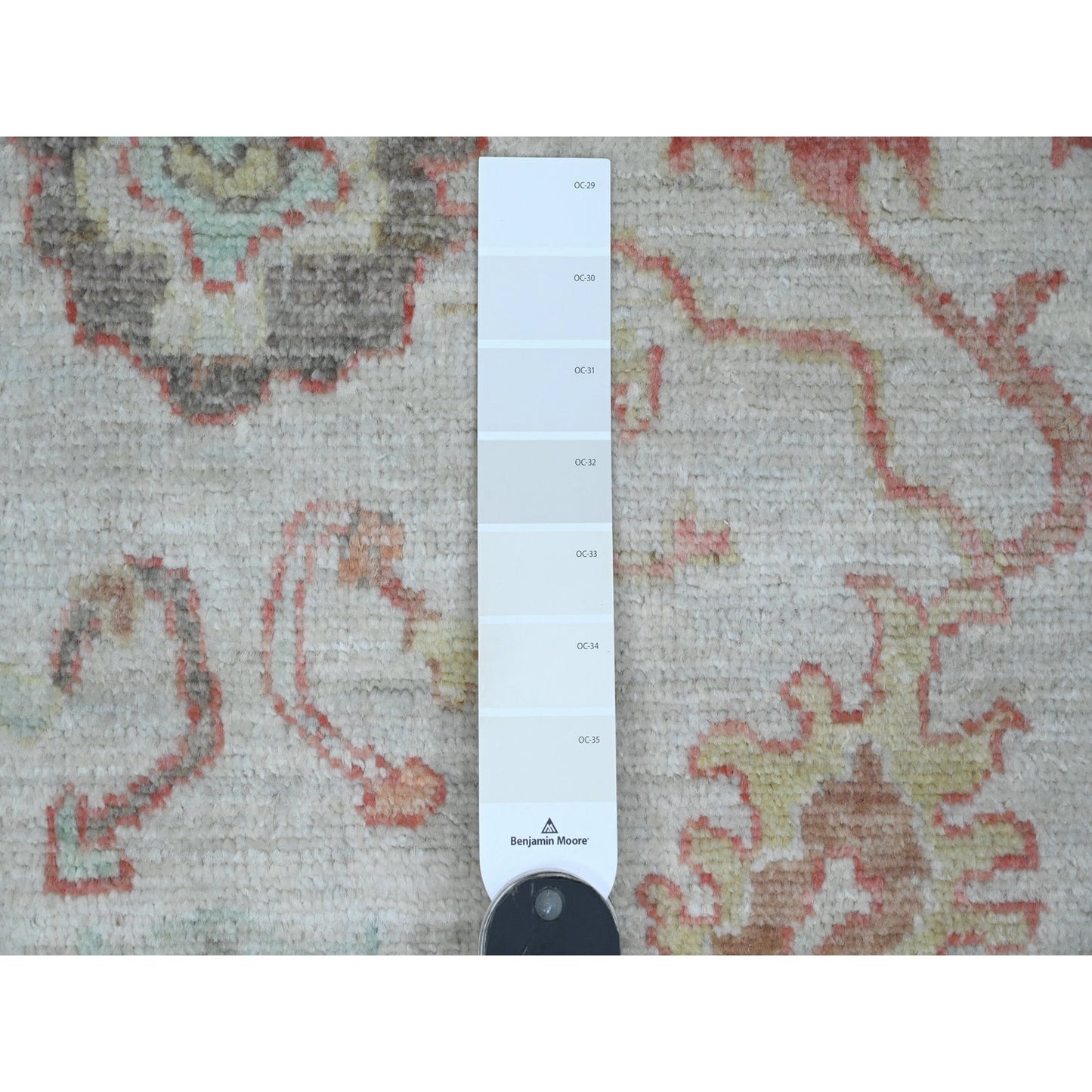 3'10"X5'10" White Afghan Angora Oushak Leaf Design Hand Knotted Wool Rug