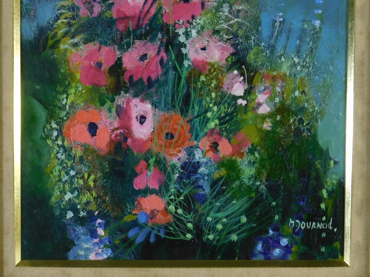 Monique Journod Frence Original Painting Oil On Canvas Signed Framed Still Life