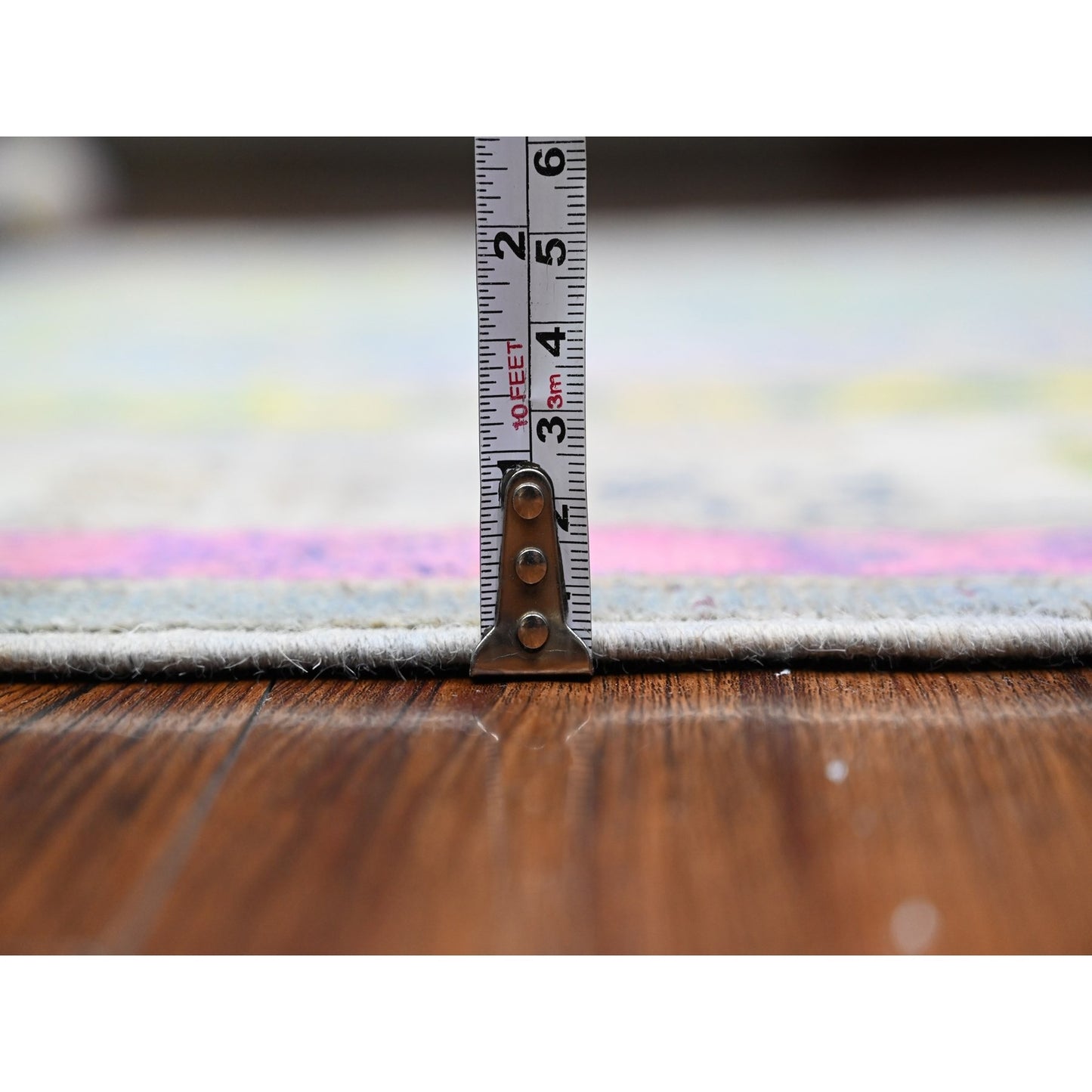 5'10"X8'10" Glaucous Gray Fusion Kazak Soft And Shiny Wool Oriental Rug