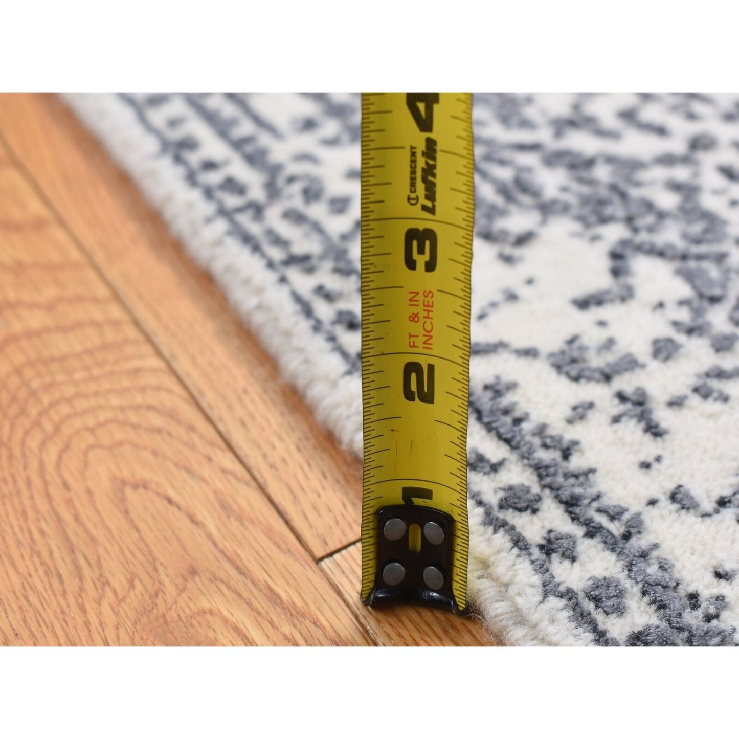 2'5"X7'9" Ivory Hand Loomed Wool And Art Silk Mamluk Design Runner Rug