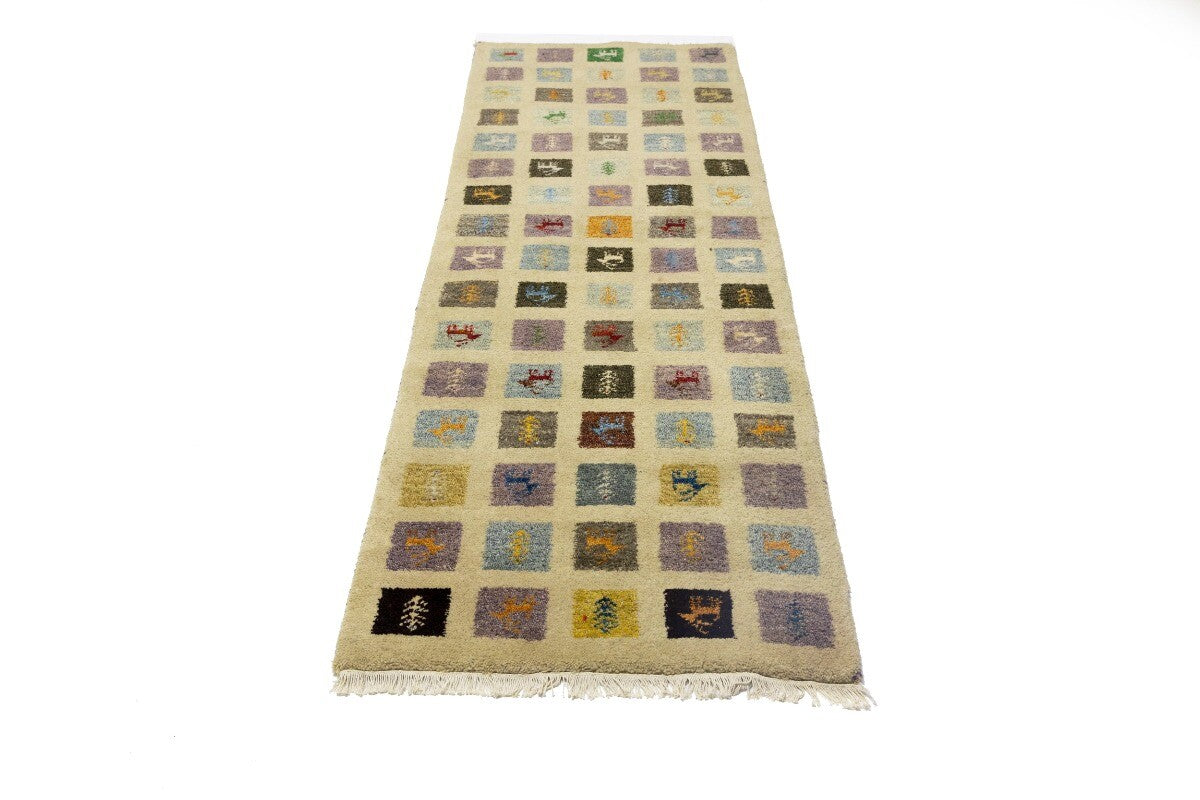 Indo-Gabbeh Pictorial Runner Rug Plush Oriental