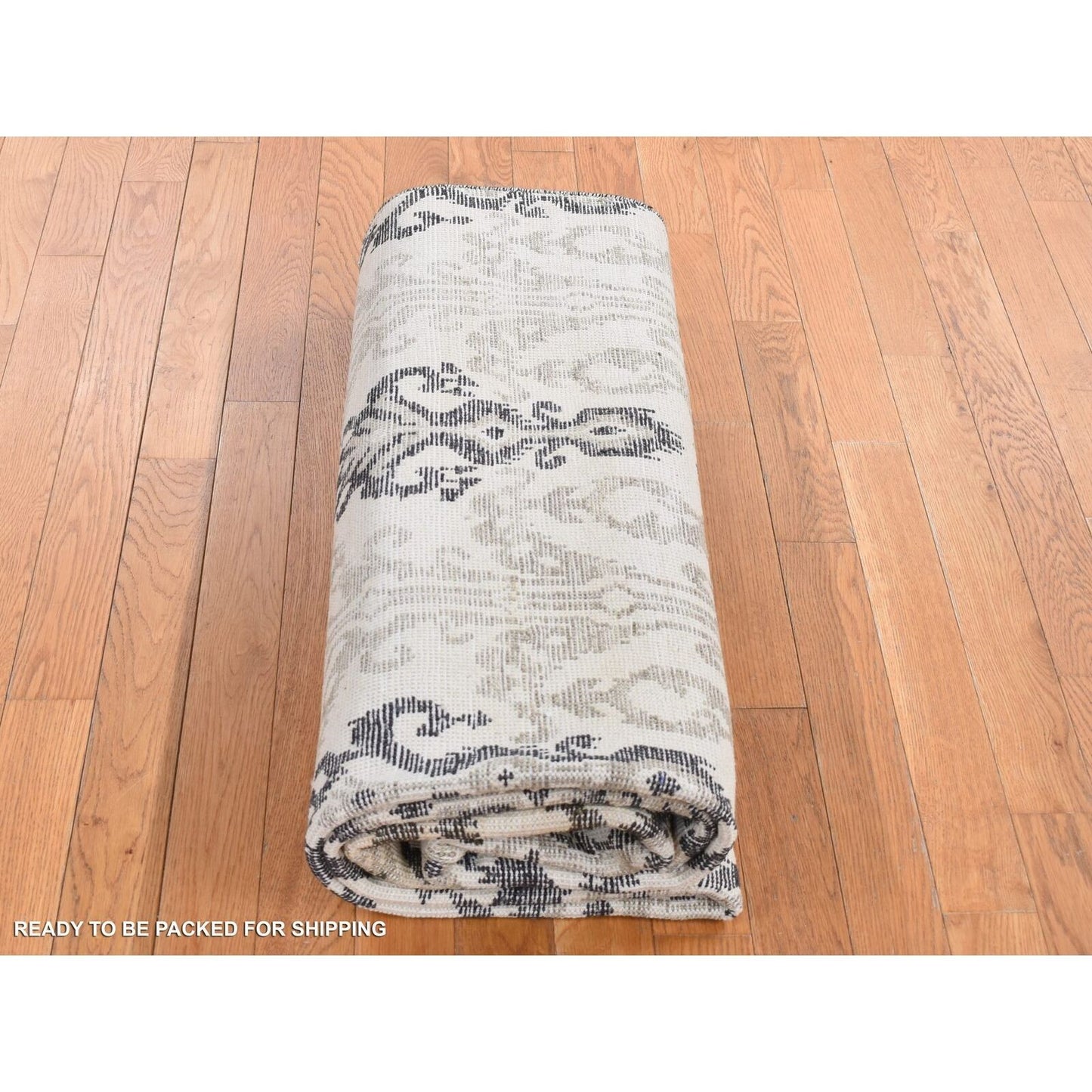 5'10"X8'7" Brown Tone On Tone Ikat Design Pure Wool Hand Knotted Rug
