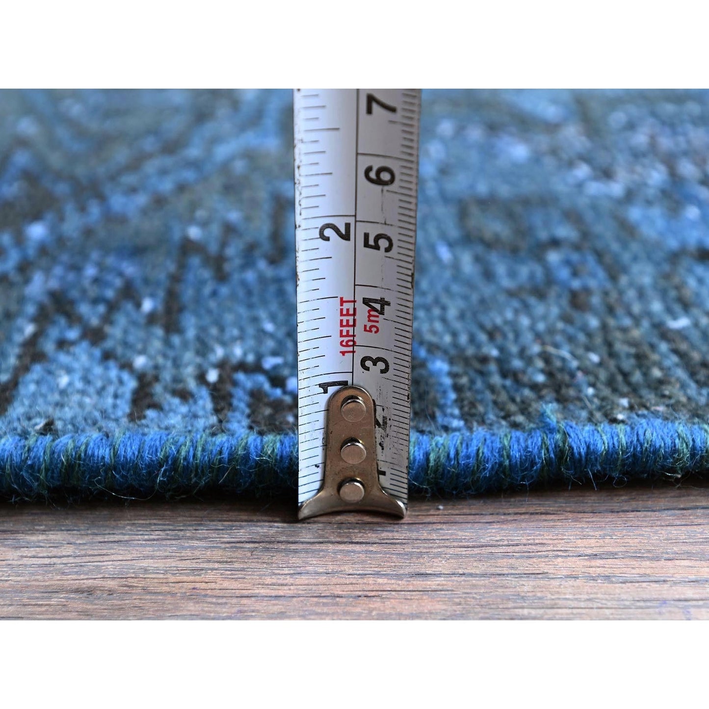 2'6"X11' Yale Blue Overdyed Old Zoroastrian Hand Knotted Wool Runner Rug