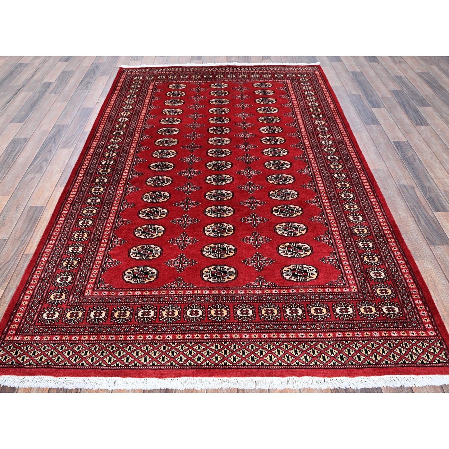 5'1"X8'1" Chili Red Princess Bokara Soft Wool Hand Knotted Mat Rug
