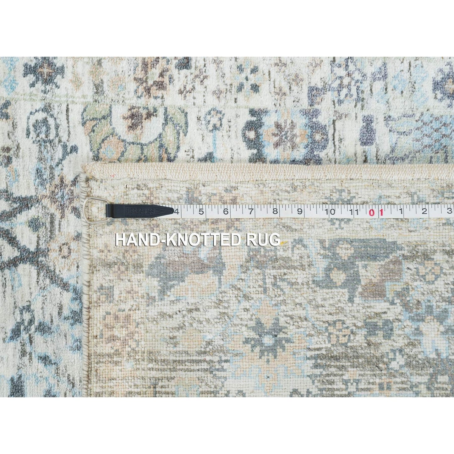 2'6"X18'2" Ivory Tebraz Vase Design Silk/Wool Hand Knotted Xl Runner Rug