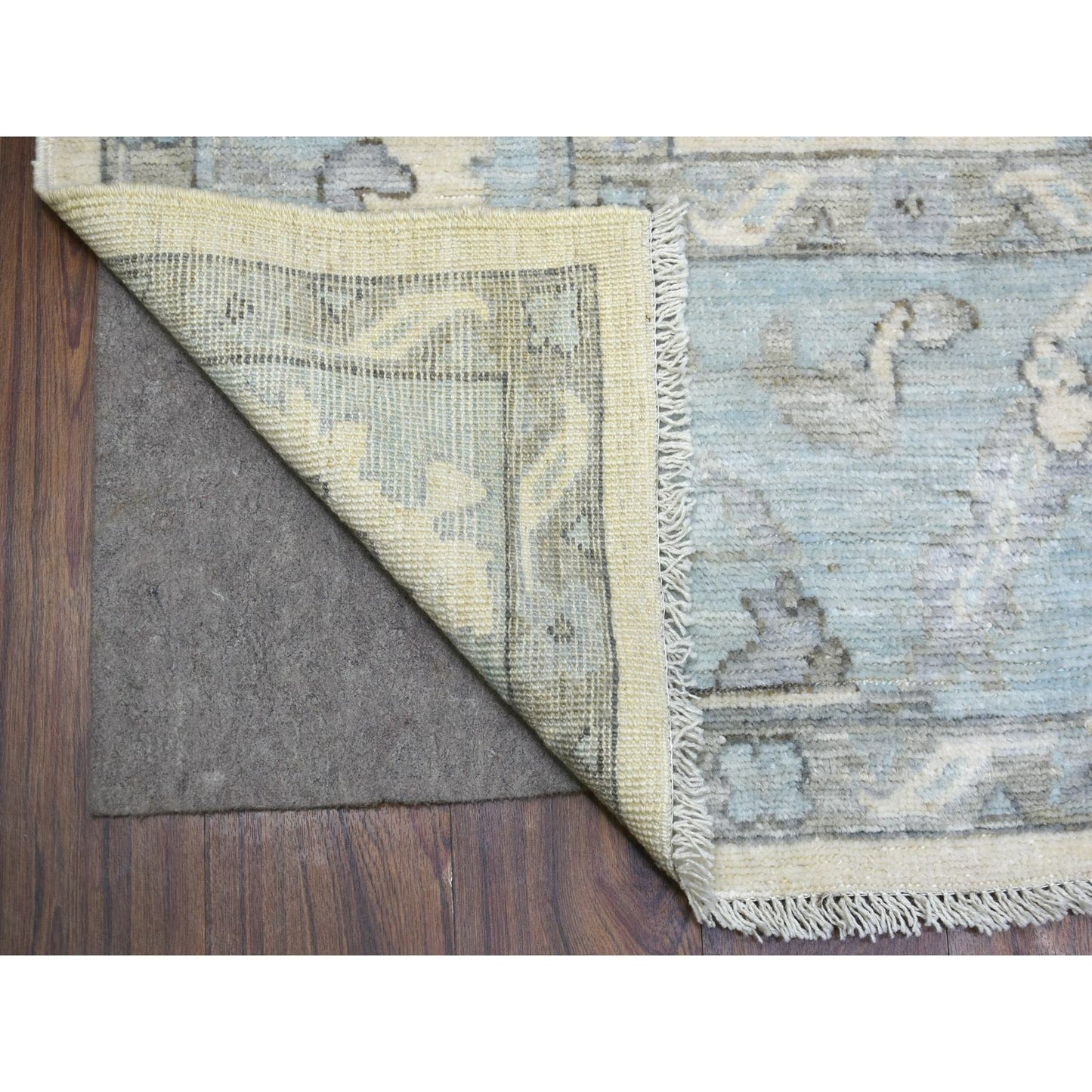 8'X9'9" Ivory Hand Knotted Afghan Angora Oushak Soft Wool Rug