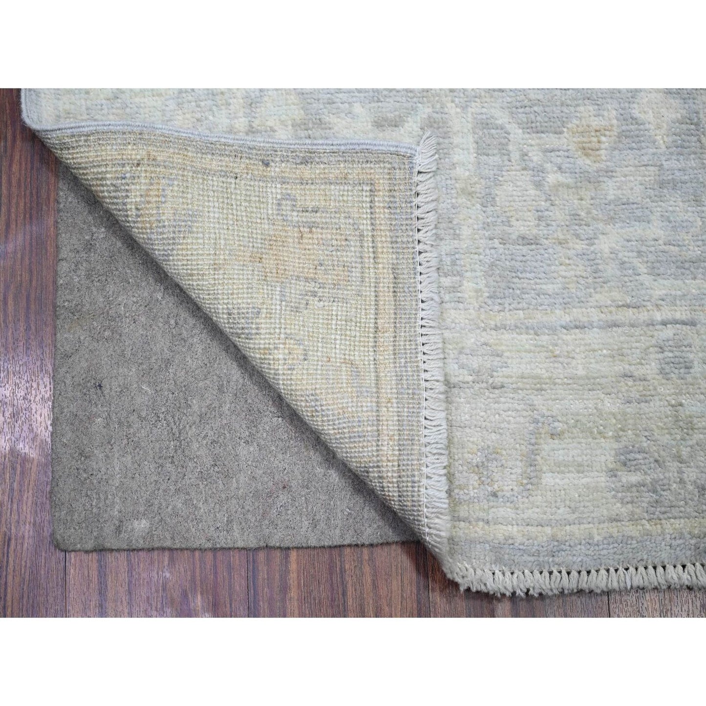 2'8"X19'2" Gray Wool Hand Knotted Afghan Angora Oushak Xl Runner Rug