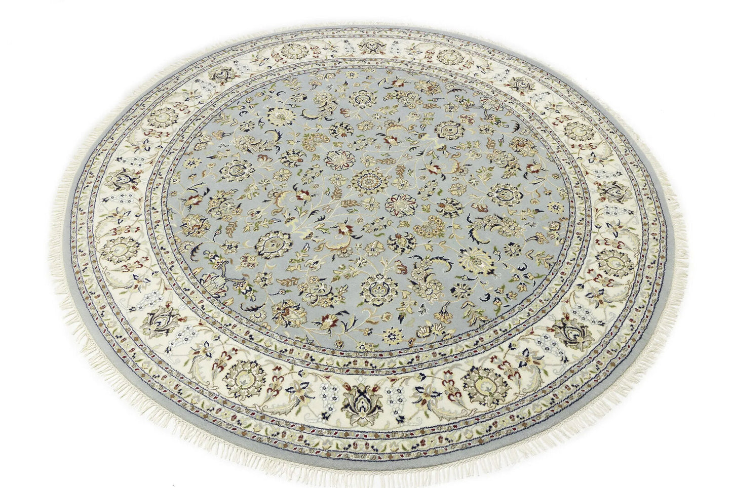 Hand-Knotted Traditional Indo-Nain Floral Round