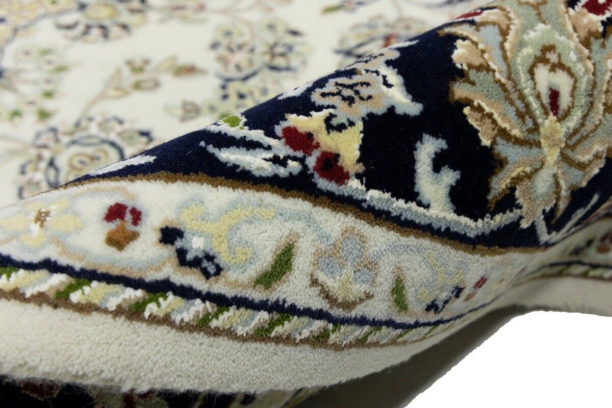 Hand-Knotted Indo-Nain Floral Medallion Rug