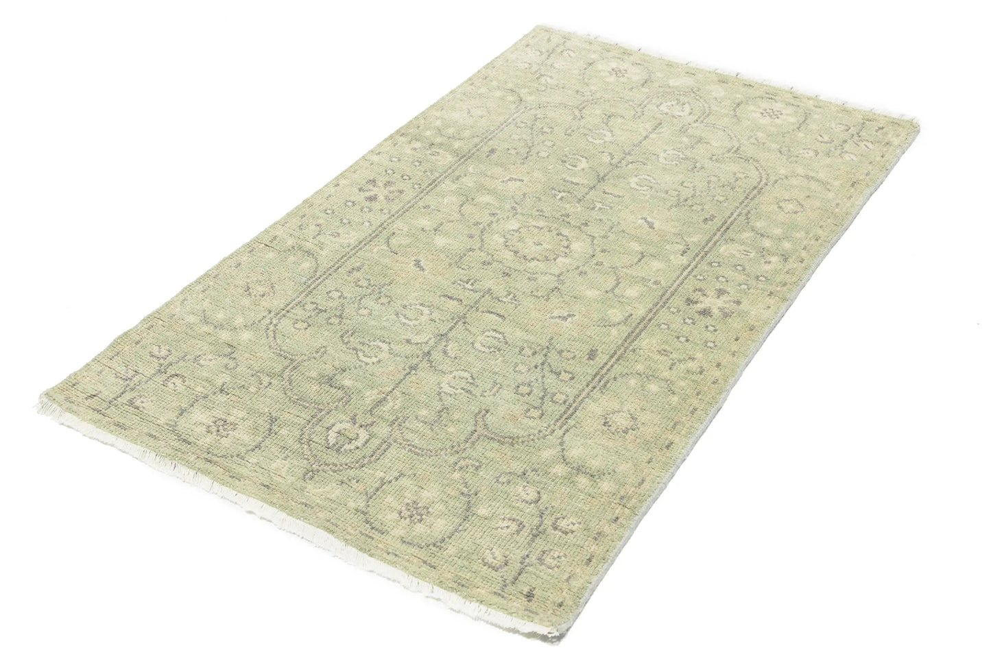 Handmade Small Distressed Floral Rug Muted