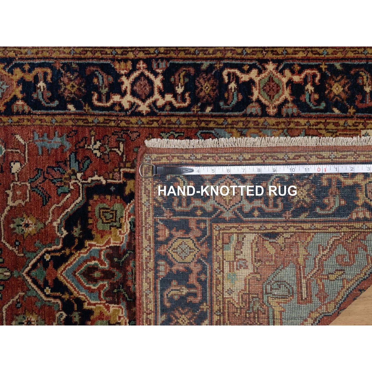 2'7"X10' Red Antiqued Fine Heris Re-Creation Hand Knotted Wool Runner Rug