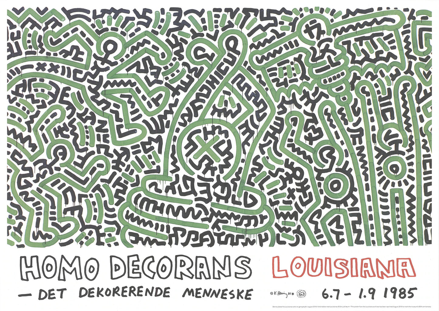 Keith Haring Homo Decorans " Giclee Pop Art Green, Red, Black