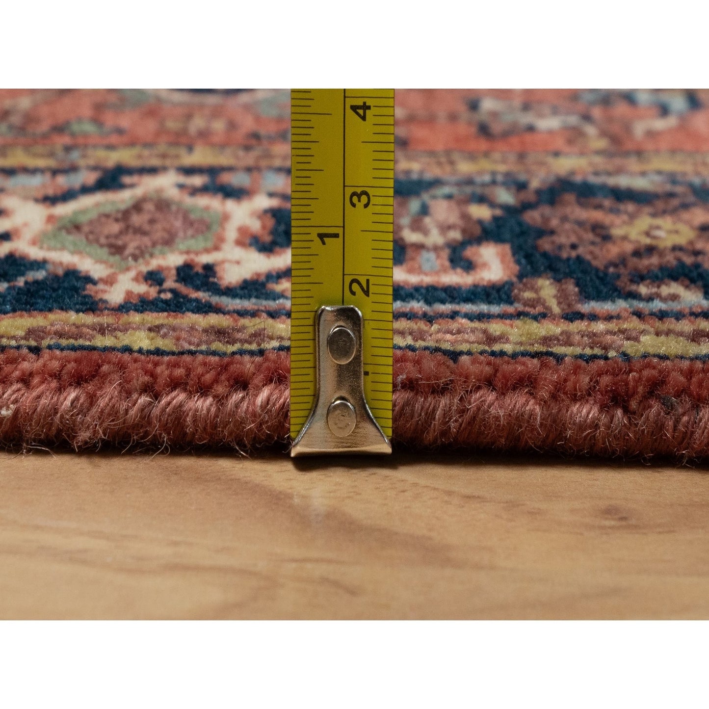 2'6"X8'3" Red Antiqued Heriz Re-Creation All Wool Hand Knotted Runner Rug