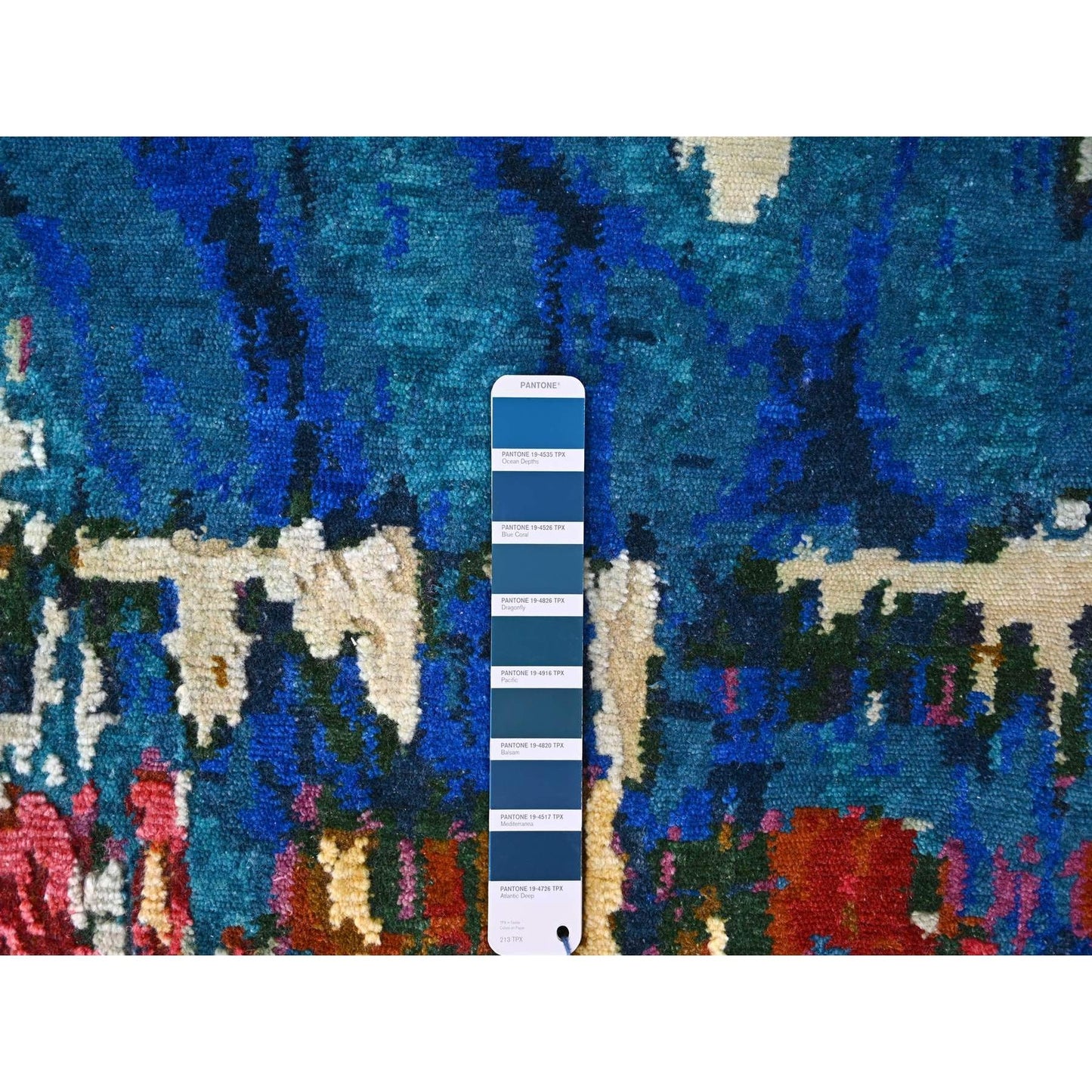 9'4"X12'3" Blue Modern Abstract Design Wool Hand Knotted Oriental Rug