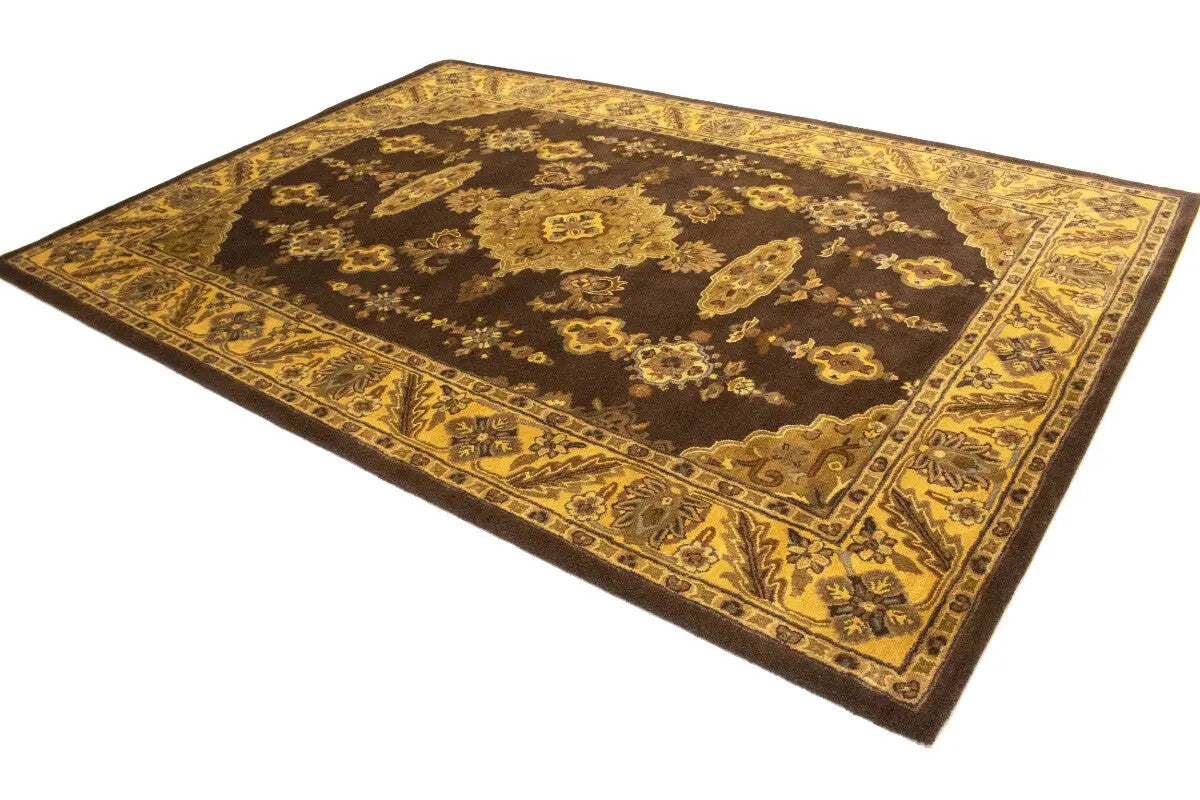 Hand-Tufted Dark Brown Classic Floral Rug