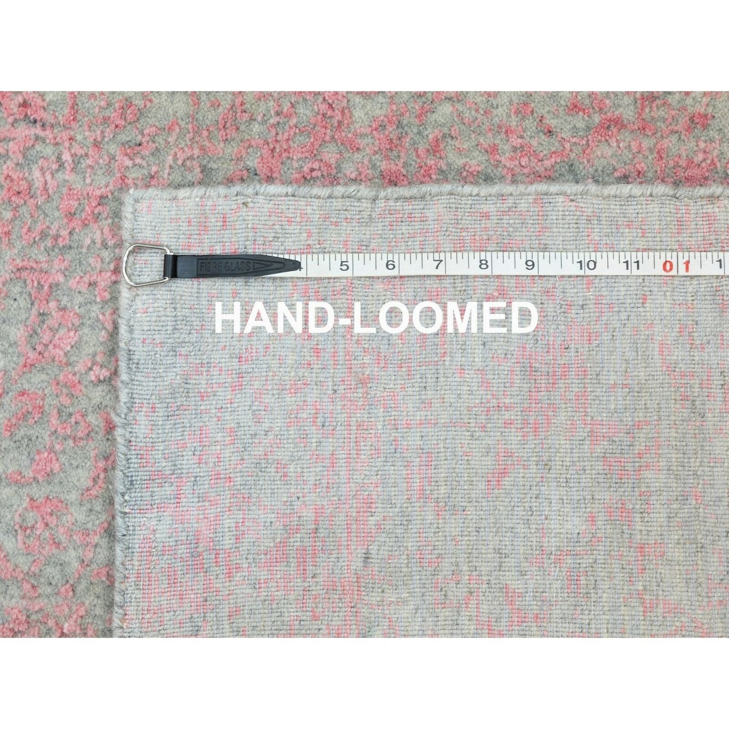 2'6"X11'10" Wool & Art Silk Erased Design Runner Hand Loomed Jacquard Rug