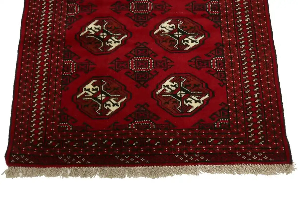 Handmade Wool Oriental Rug Red Tribal Geometric