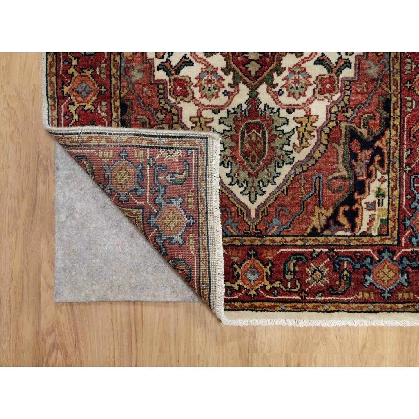 2'6"X16'1" Ivory Wool Heris Re-Creation Motifs Hand Knotted Xl Runner Rug