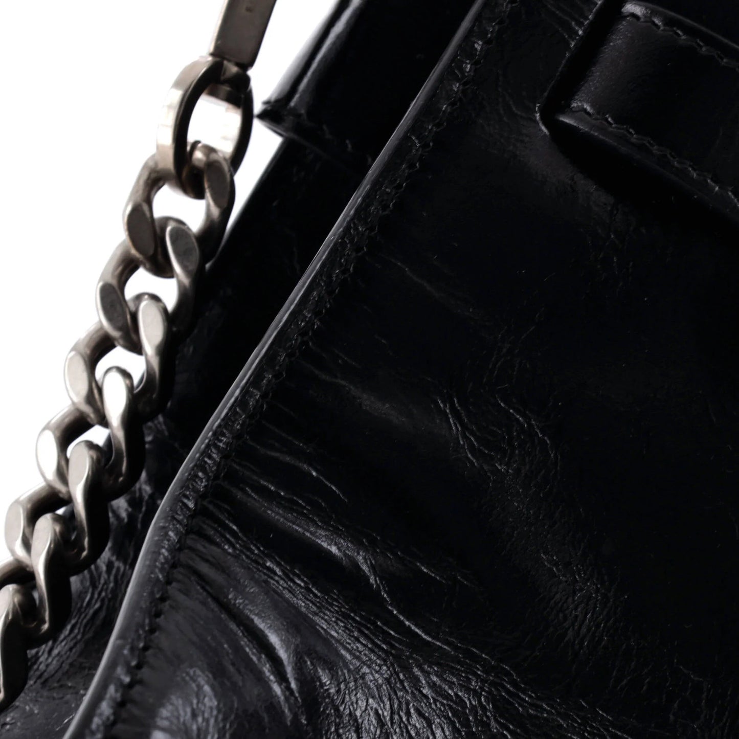 Saint Laurent Sac De Jour Souple Zip Tote Crinkled Glazed Leather Baby