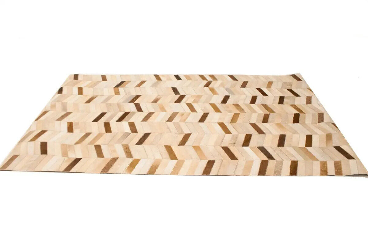 5X8 Ft Brown Cowhide Leather Rug Contemporary