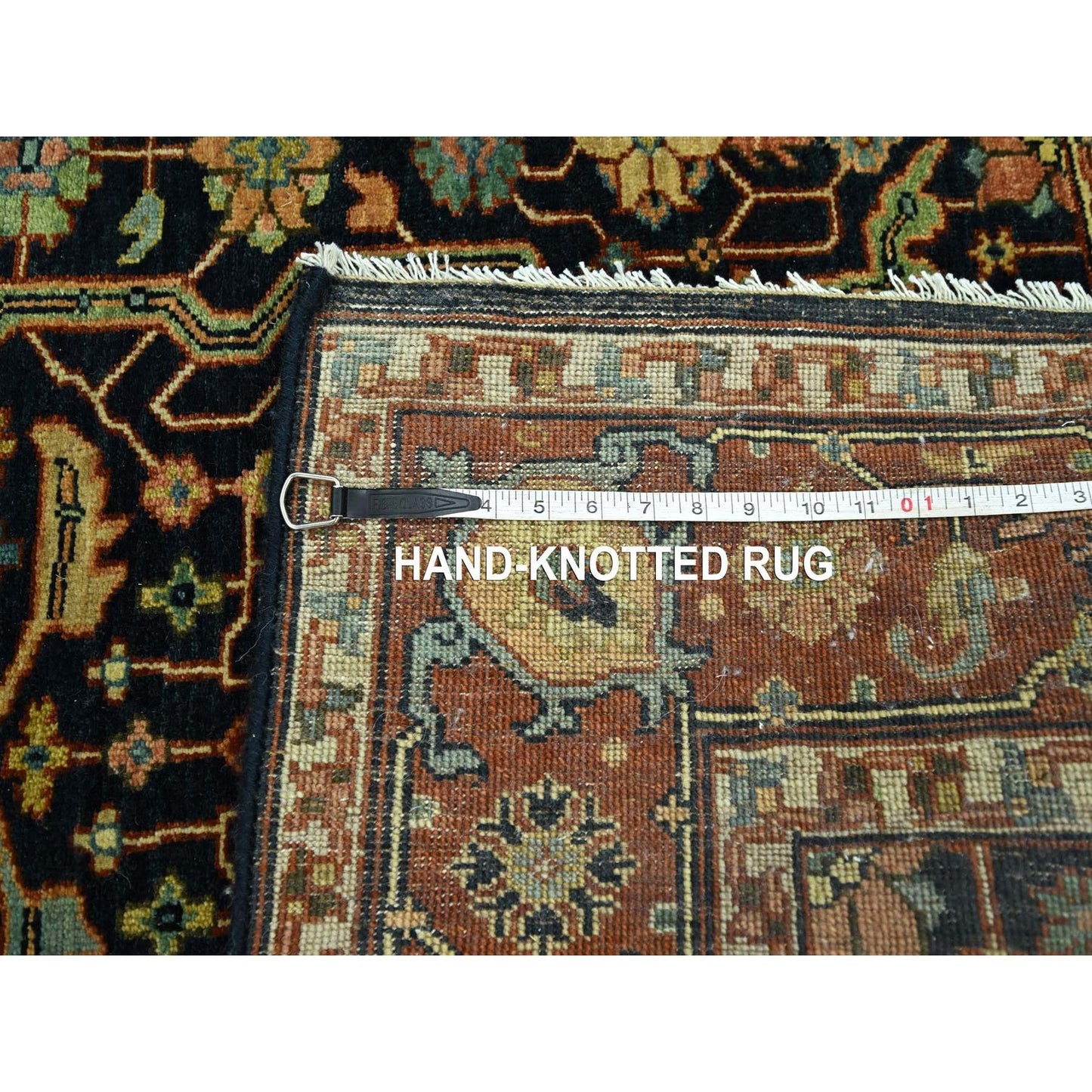 5'3"X7'1" Midnight Blue Heris All Over Design Hand Knotted Soft Wool Rug