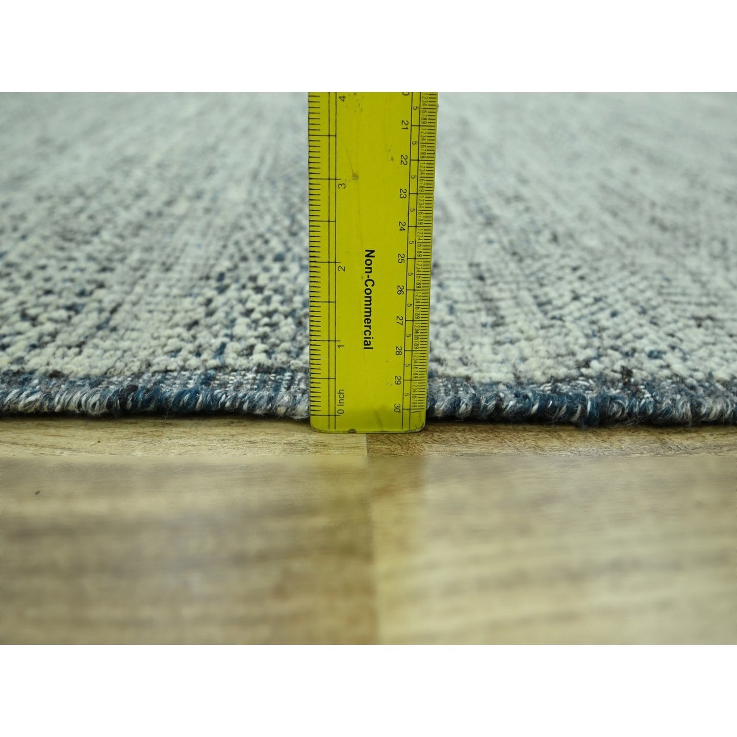 10'X13'10" Teal Blue Pure Wool Rug Oxidized Grass Design Hand Knotted