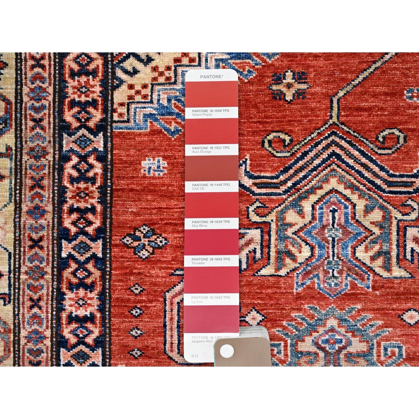 8'1"X10' Gypsy Red Afghan Super Kazak Pure Wool Hand Knotted Oriental Rug