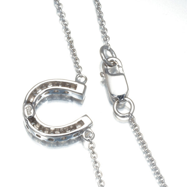 Star Jewelry Necklace Diamond Horseshoe 18K 750 White Gold