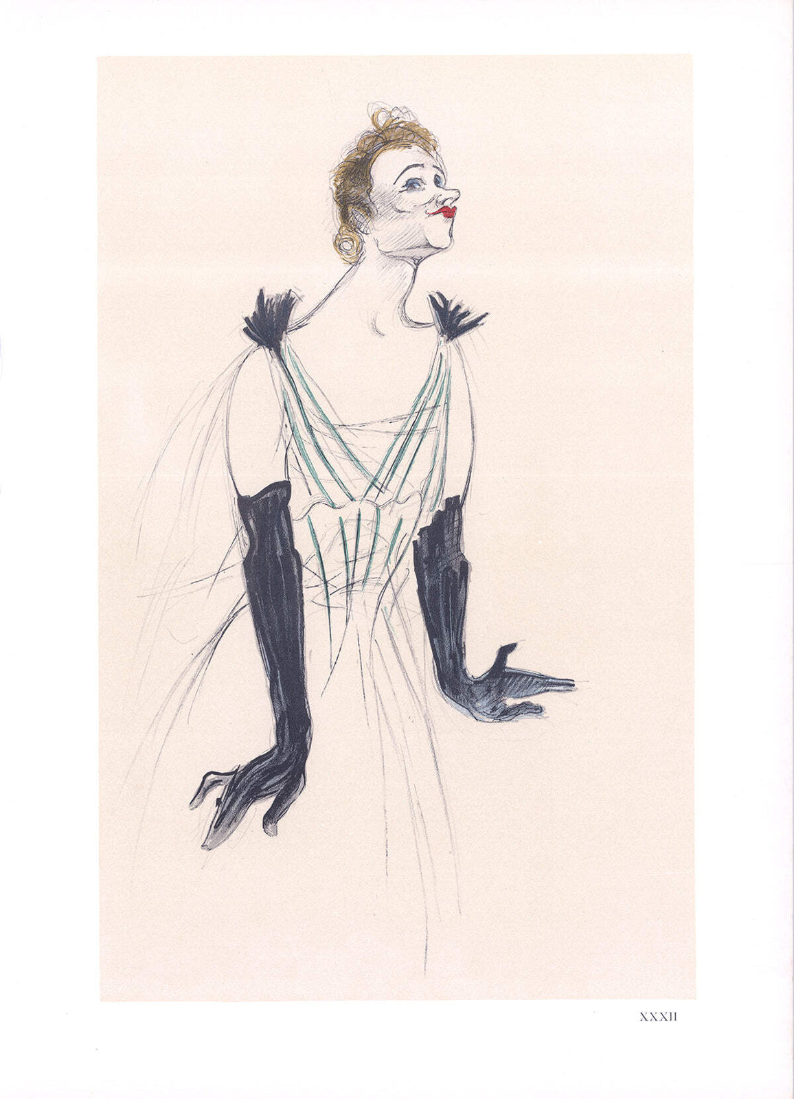 Henri De Toulouse-Lautrec Portrait D'Yvette Guilbert " Lithograph 19