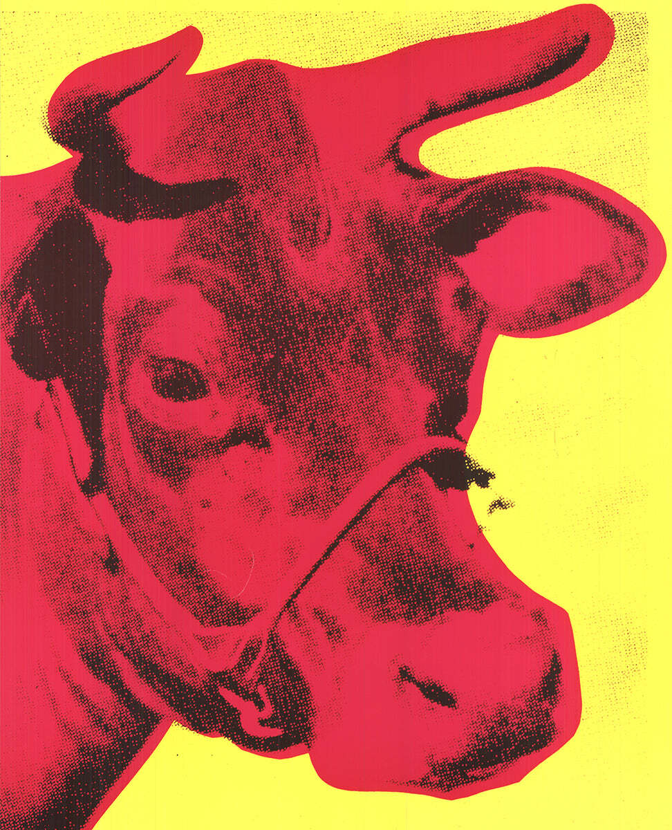 Andy Warhol Cow Pink On Yellow, (Small) " Poster Pop Art
