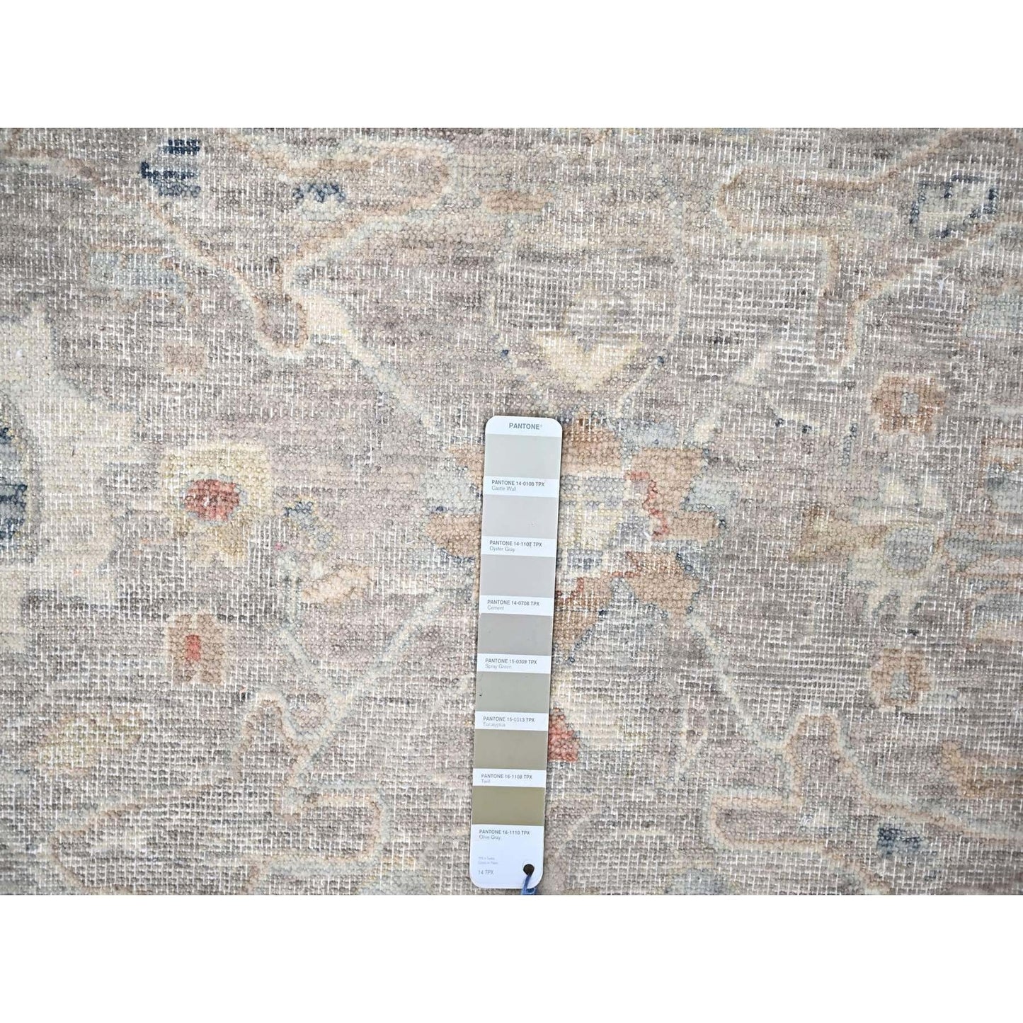 9'X11'9" Gray Antiqued Tebraz Design Zero Pile 100% Wool Hand Knotted Rug