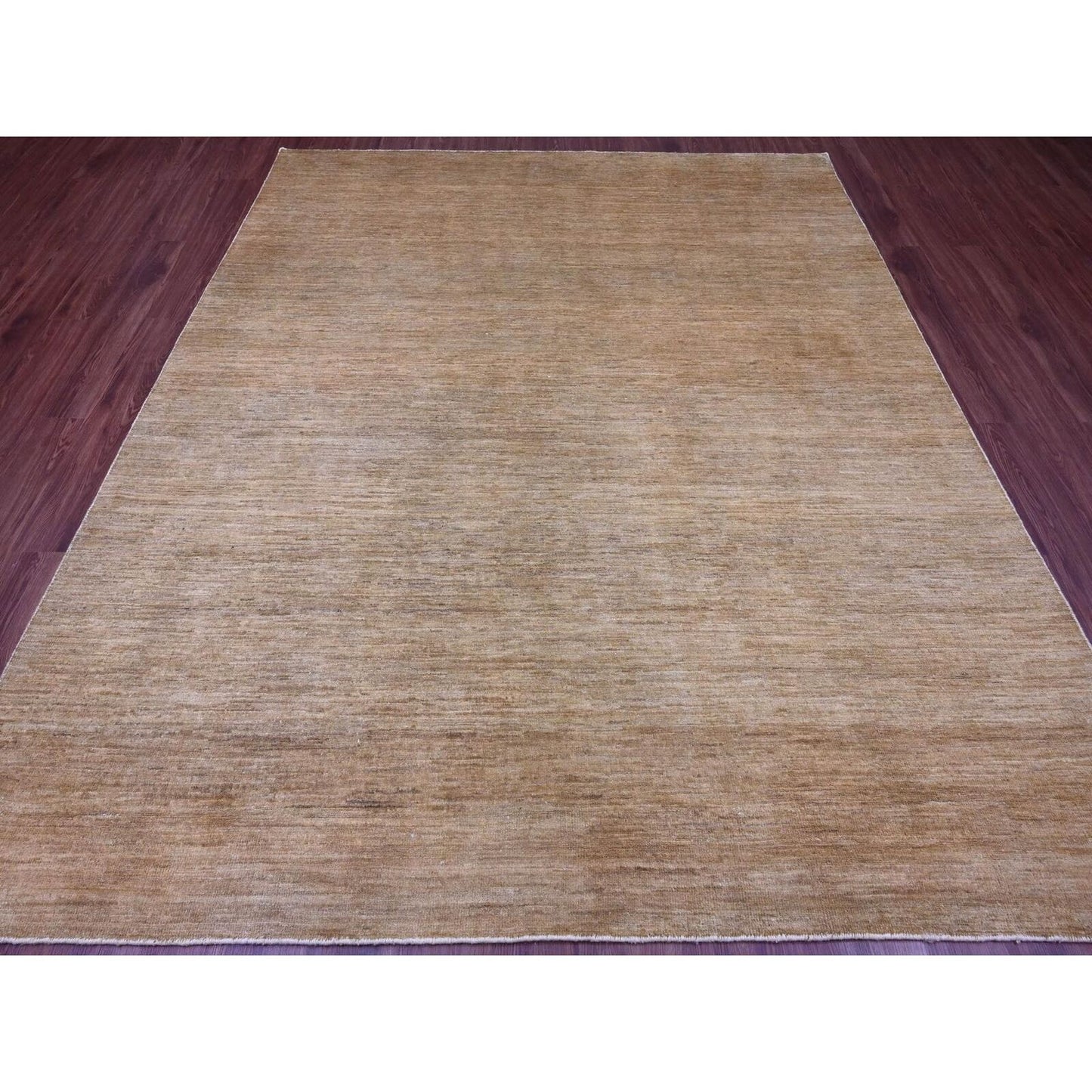 7'10"X9'5" Tawny Brown Plain Solid Pattern Ghazni Wool Hand Knotted Rug