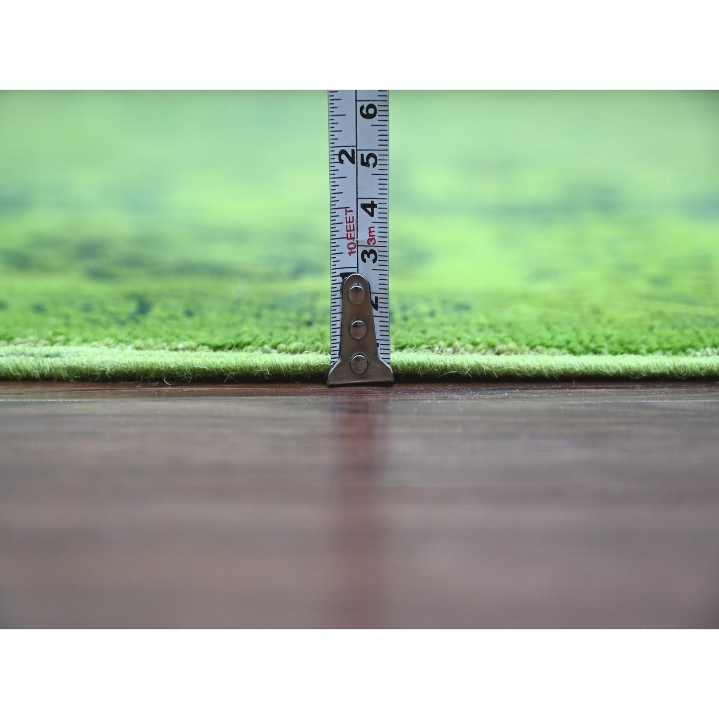 7'5"X10' Olive Green Hand Knotted Overdyed Kazak Tribal Design Wool Rug