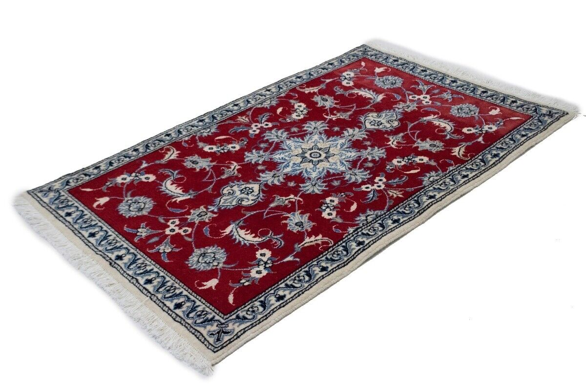 Hand-Knotted Red Area Rug Classic Floral Design
