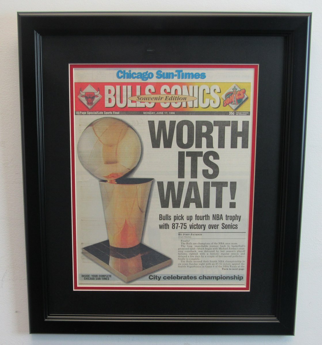 Chicago Bulls 1996 4Th Championship Chicago Sun