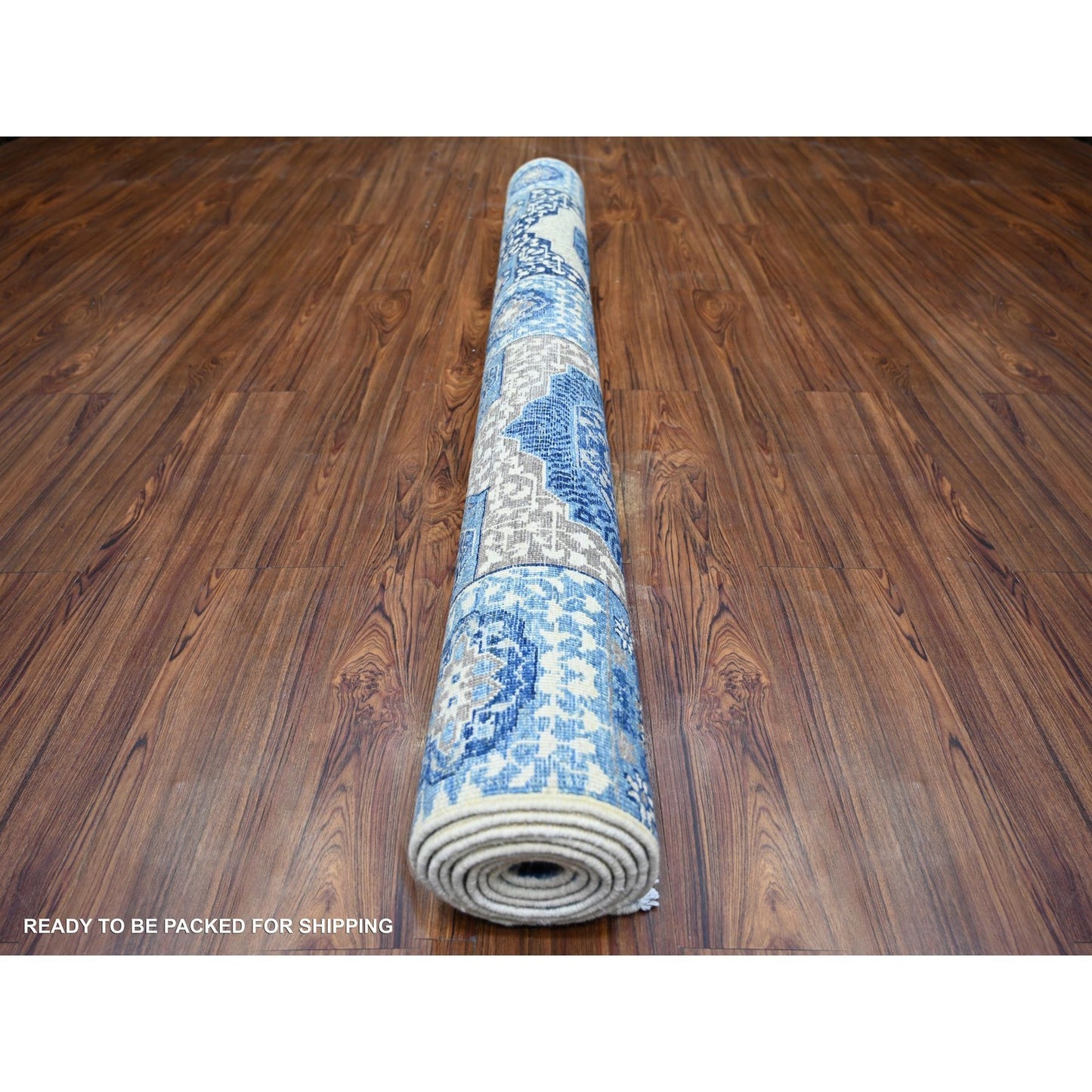 5'7"X9'2" Little Boy Blue Soft Wool Hand Knotted Finer Peshawar Rug