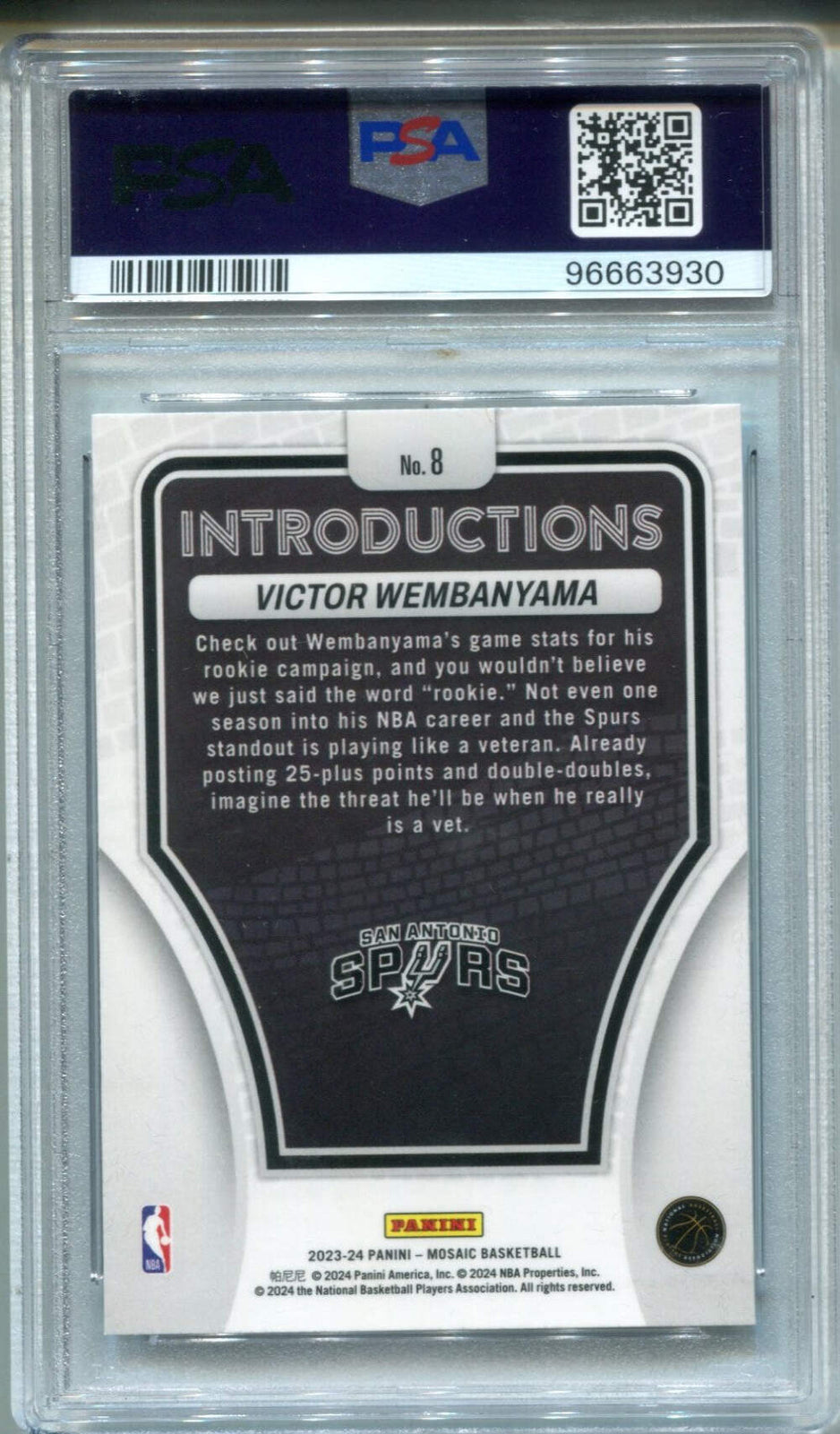 Victor Wembanyama 2023 Mosaic #8 Psa Gem Mt 10