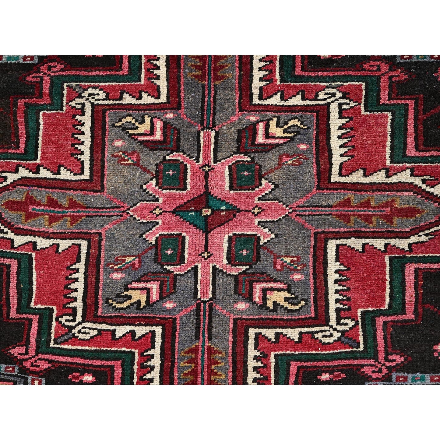 7'10"X11'5" Red Pure Wool Hand Knotted Antique Zoroastrian Heris Rug