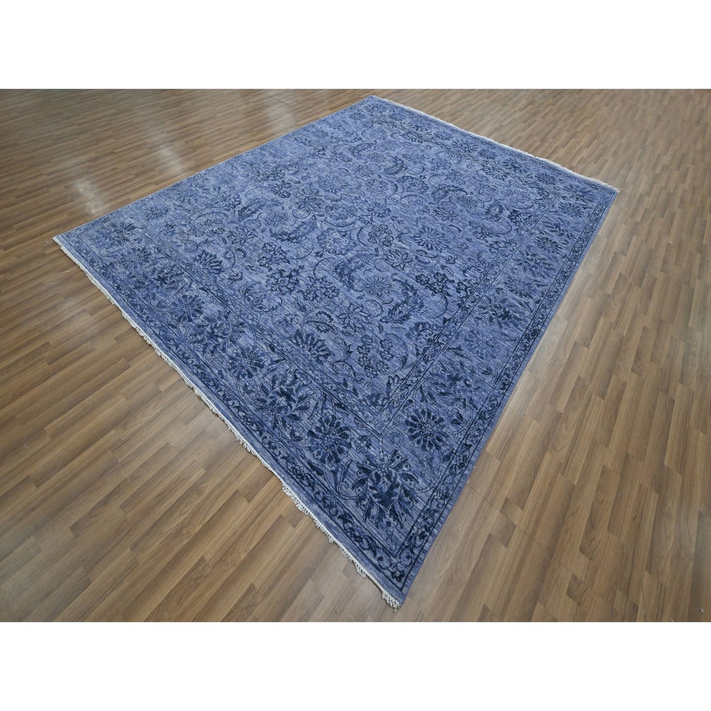 8'1"X10' Purple Saturated Colors And Design Hand Knotted Wool & Silk Rug