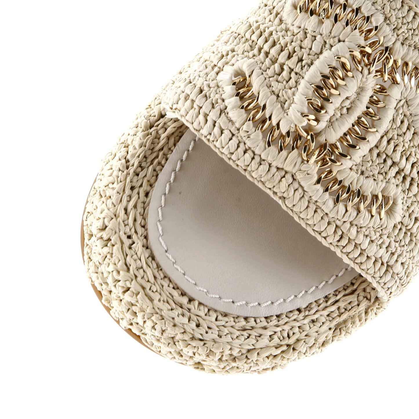 Chanel Women'S Cc Slide Mules Woven Raffia