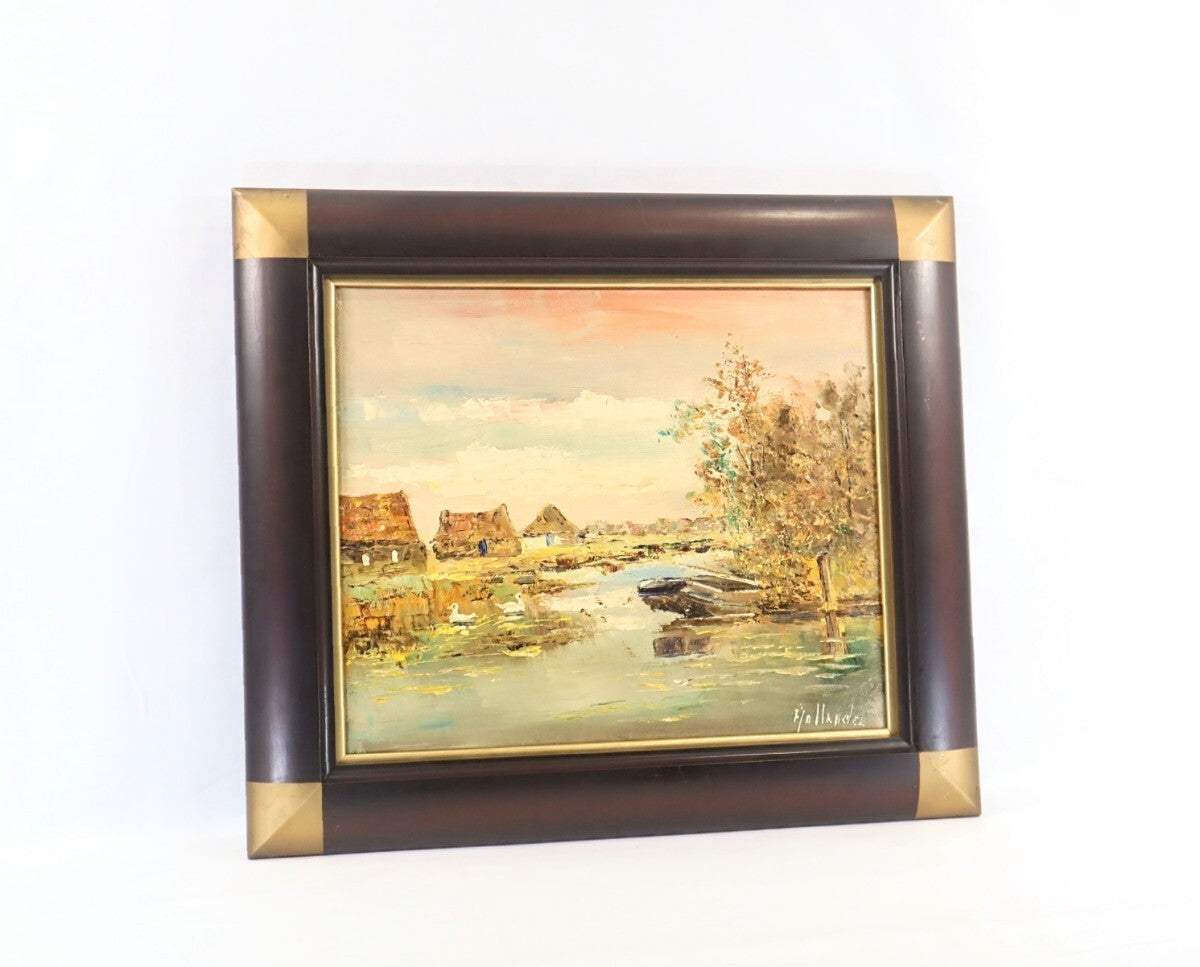 G. Den Hollander Original Oil Painting "Summer Evening" F8 Dutch Landscape Hague
