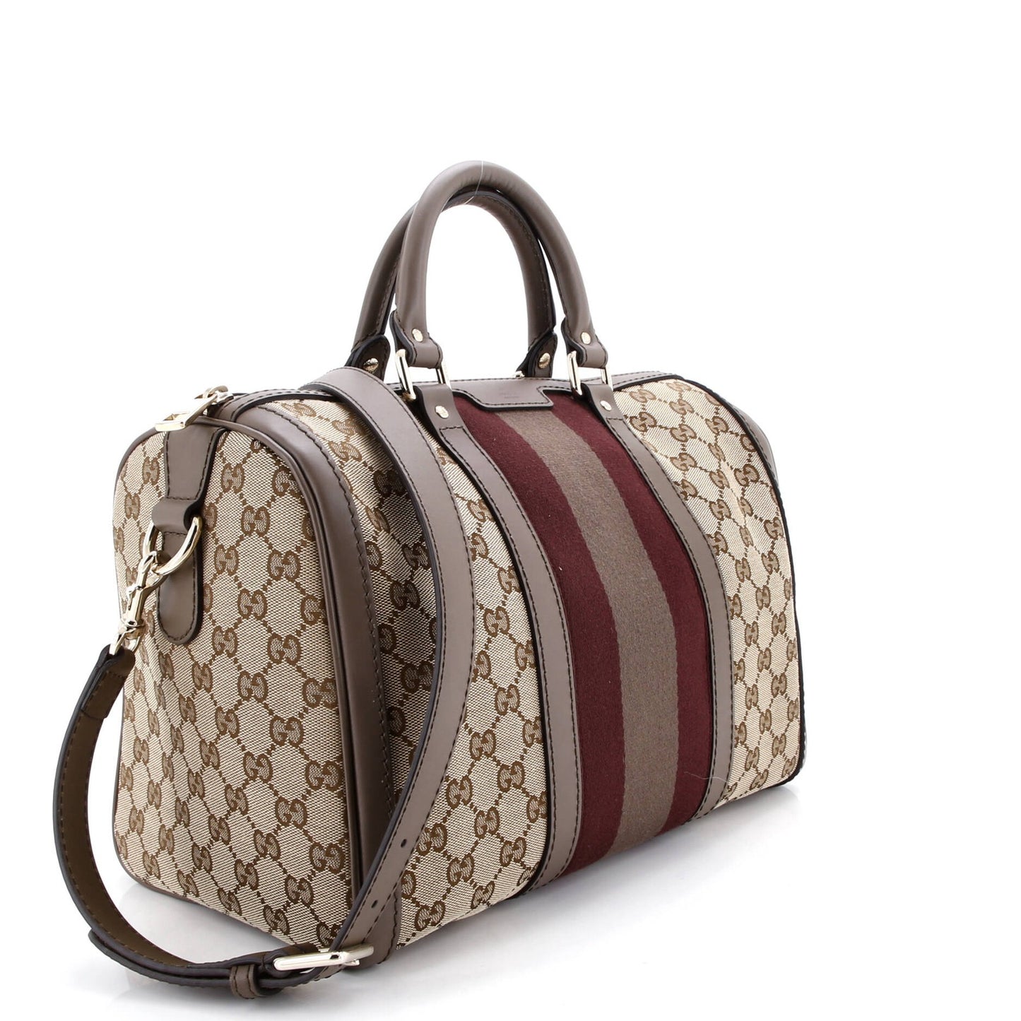Gucci Vintage Web Boston Bag Gg Canvas Medium