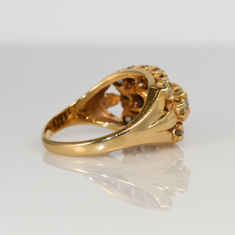 13K Yellow Gold Diamond Cluster Ring 5.7g