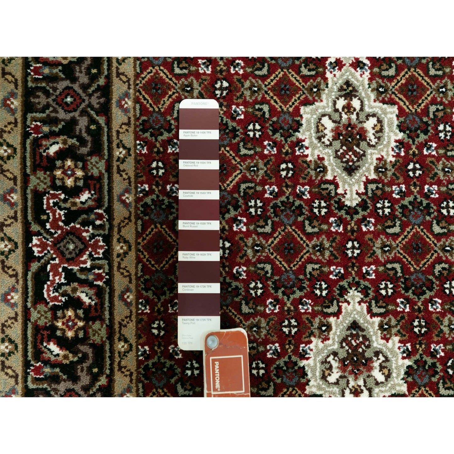 2'7"X12'1" Red Wool And Silk Tebraz Mahi Fish Design Oriental Runner Rug