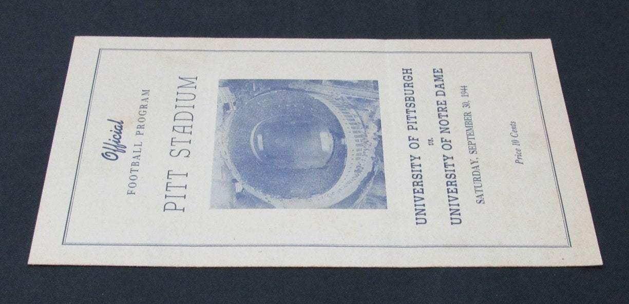 09/30/1944 Pittsburgh Vs. Notre Dame Program 185931