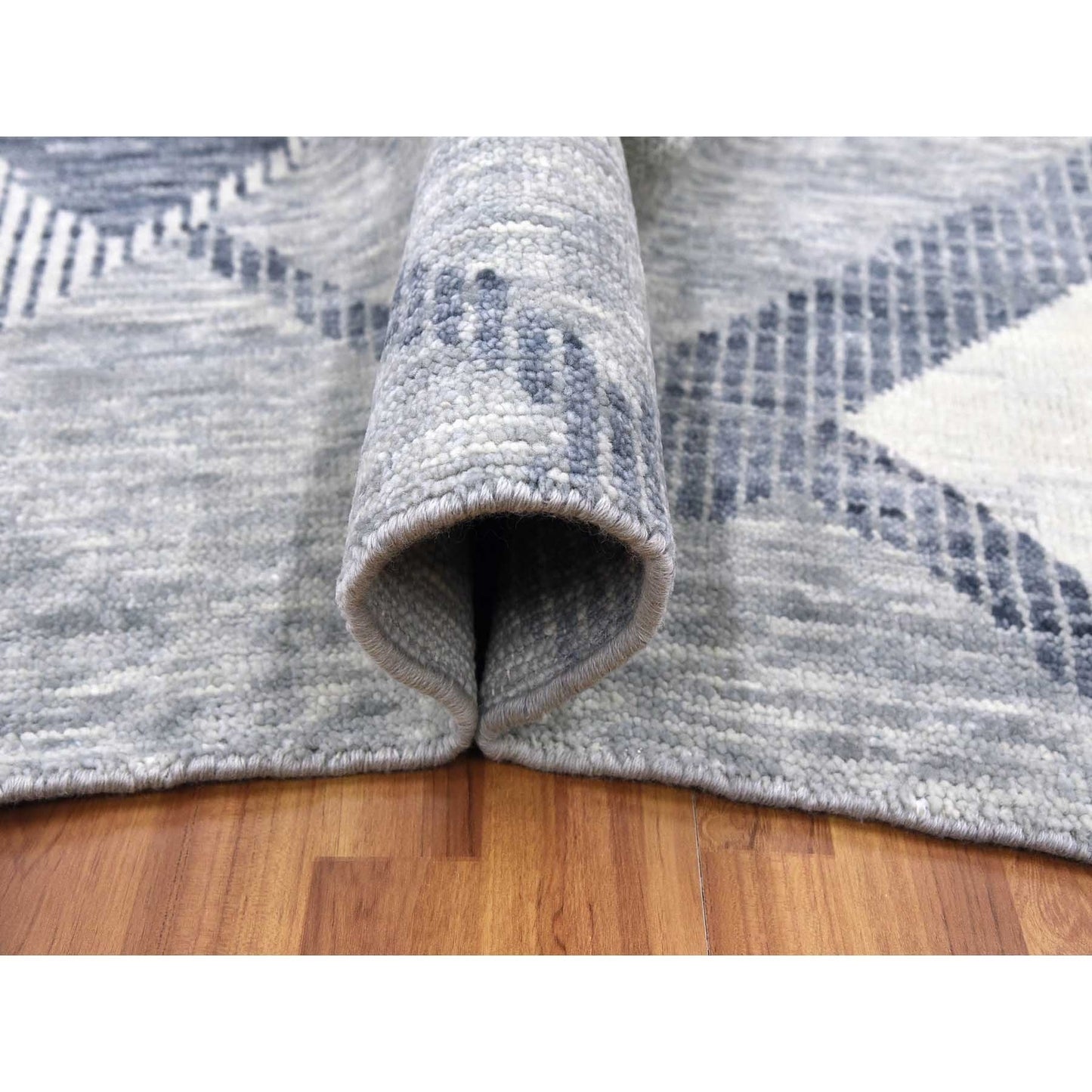 9'1"X12'1" Gray Wool Hand Knotted Geometric Art Deco Collection Rug