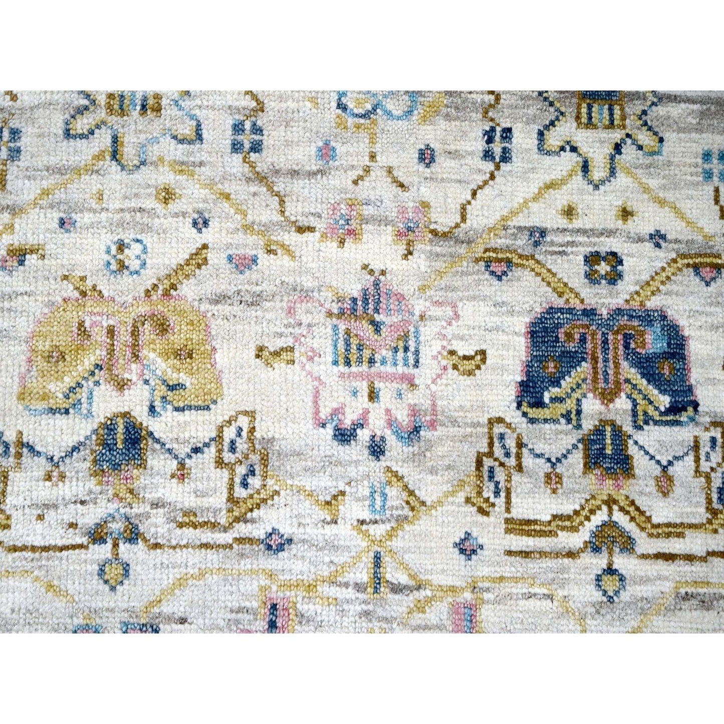 12'X17'9" Ivory Oushak Mahal Design Hand Knotted Oversize Oriental Rug