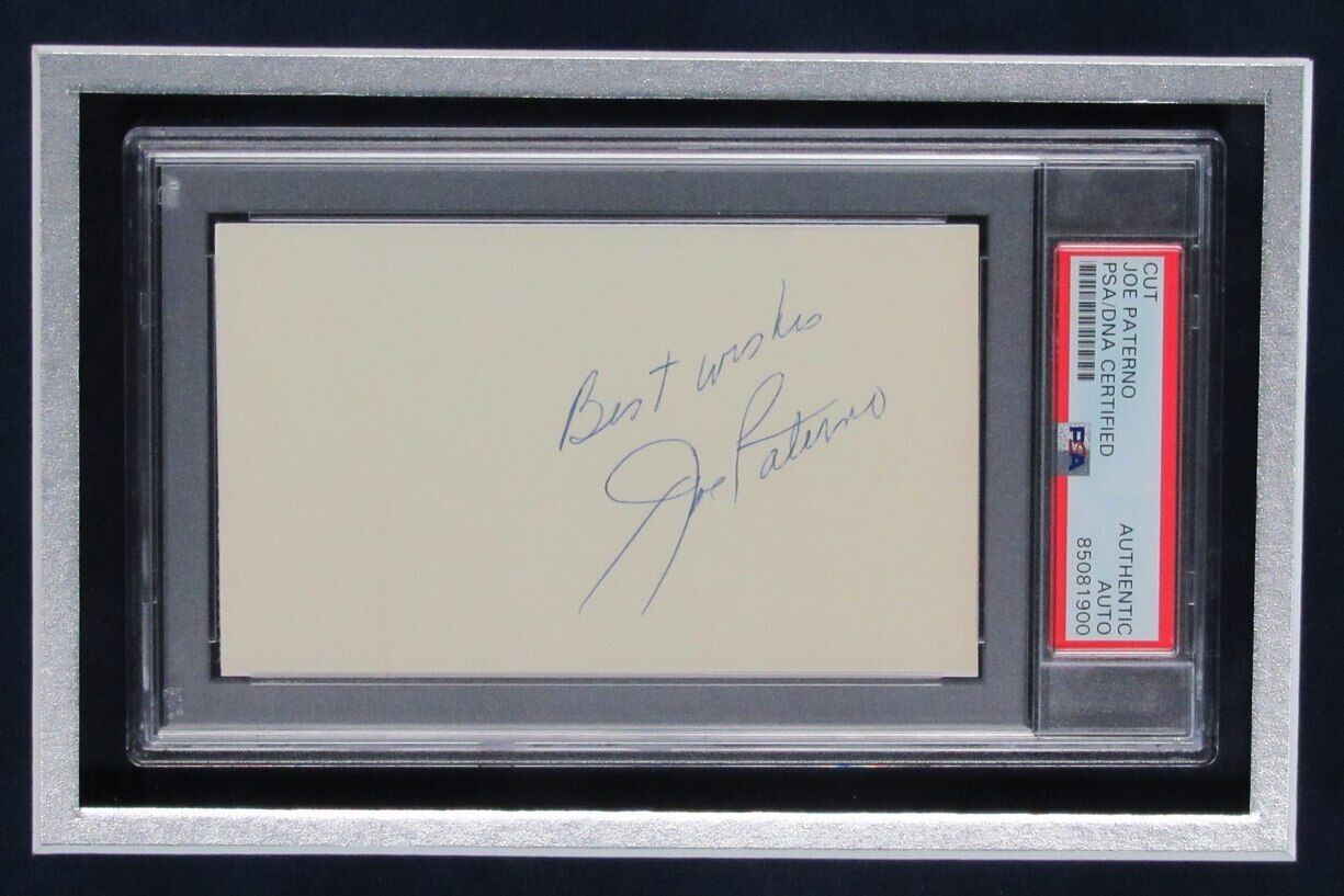 Joe Paterno Signed/Inscribed Cut Card W/ Photo